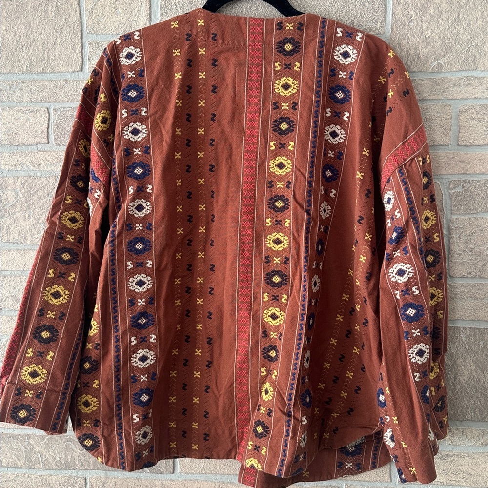 Madewell Embroidered Kimono Shirttail Wrap Jacket- XL Earthy - Picture 10 of 10
